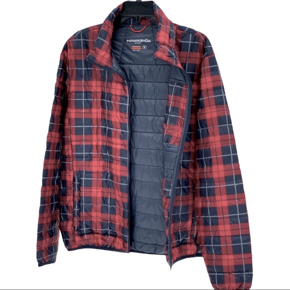 Hawke Pro Down Packable Performance Puffer Classically Styled Red Blue Plaid NWT - Picture 2 of 13